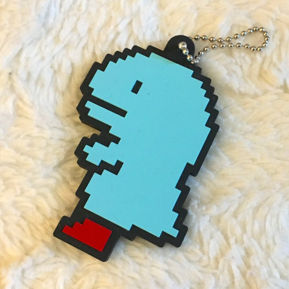Rare Limited Chima Group Blue Dinosaur Pixel Art Keyring